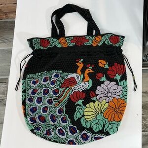 Vintage Drawstring Peacock Bag